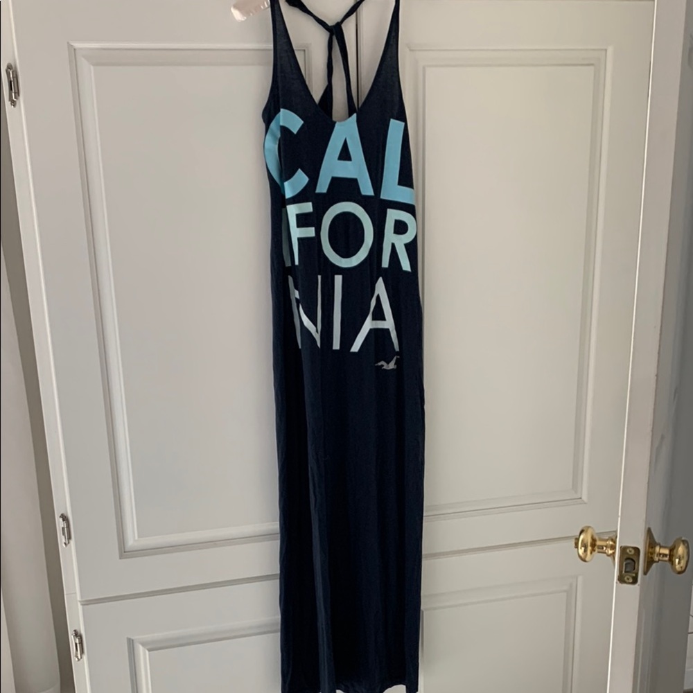 Navy Blue Maxi Dress with California Print